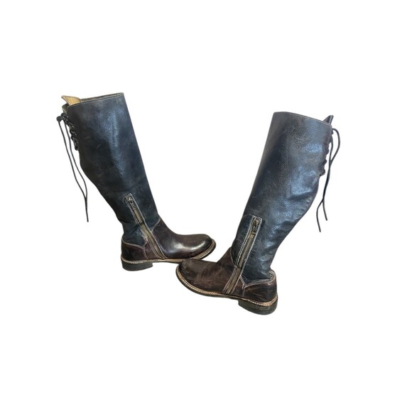 Bed Stu Manchester Knee Leather Lace Side Zip Riding Boots Womens Sz 6 Brown - Picture 4 of 5